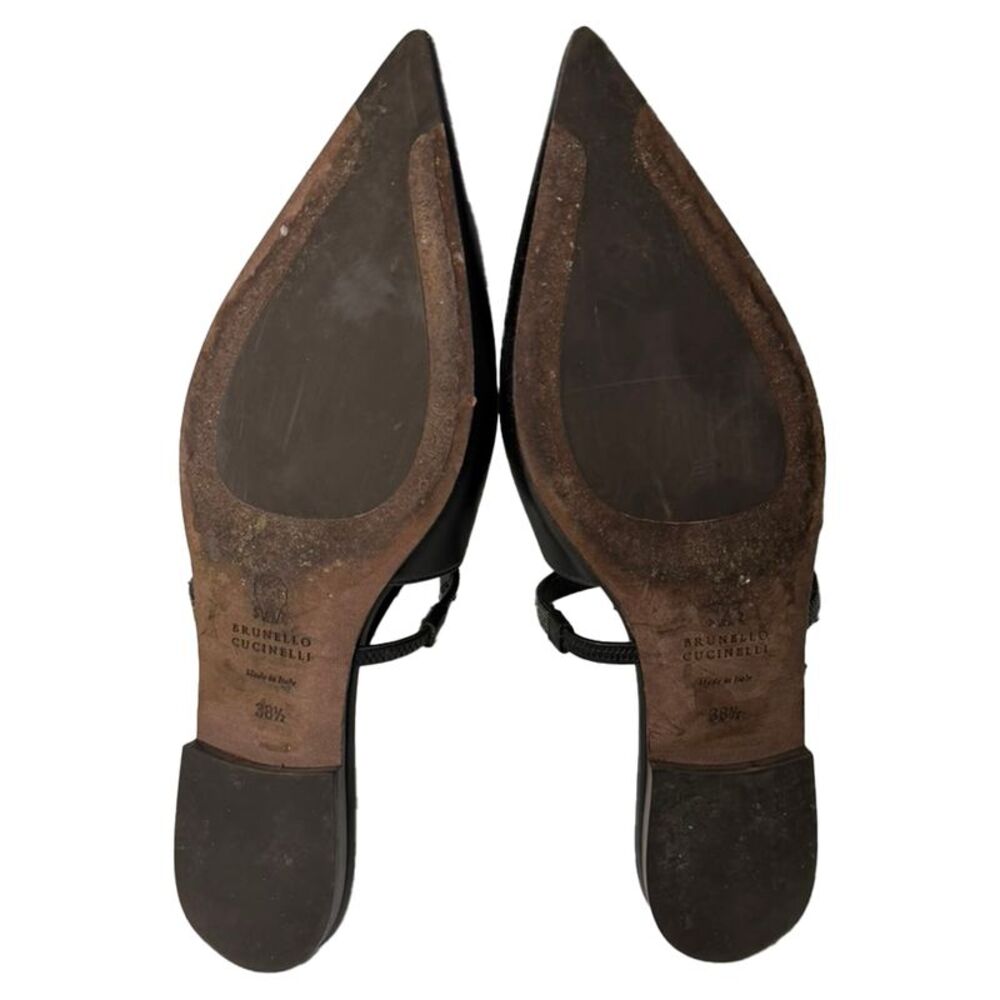 Brunello Cucinelli Embellished Cutout Slingback Ballet Flats in Black Leather - Picture 6 of 11
